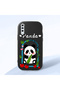 Samsung Galaxy A50S Compatible Case Camera Protective Black Silicone Couple Phone Case Panda Patterned