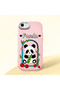 iPhone Se 2020 Compatible Case Camera Protector Pink Silicone Couple Phone Case Panda Pattern