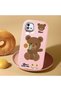 Realme C11 2021 Compatible Case Camera Protector Pink Silicone Couple Phone Case with Bear Pattern - 2