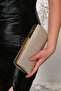 Women's Gold Zigzag Patterned Metal Handle Evening Dress Wedding Invitation Bag - 2