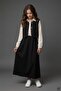 Black Girl's Zero Sleeve Vest Shirt Collar Dress Set 24748 - 4