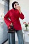 Premium Chinese Buttoned Linen Blouse with Side Slits - Red - 2