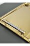 Figured, Metal-Handled, Stainless Steel Rectangular Tray Luxury Presentation Tray Light Gold-Silver - 2