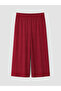 Burgundy Plus Size Women's Capri Pants with Elastic Waist