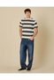 Men Navy And White Yarn-Dyed Striped T-Shirt - 2