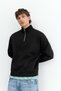 Fermuarlı dik yaka sweatshirt