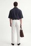 Navy Blue Striped Detailed Linen Blend Shirt - 4
