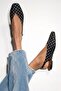 Siena Women's Polka Dot Black Square Toe Ballerina Slingback - 6