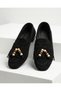 Bead Loafer Women's Black Tasseled Beaded Detailed Suede Ballerina Shoes - 4