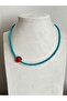Turquoise Necklace with Strawberry Details. Summer Trend Strawberry Necklace - 3