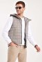 Men's Relax Fit Comfortable Cut Hooded Double Pocket Gray Puffer Vest - 3