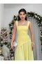 Women's Sari Midi Dress Square Collar Strappy Slit Draped Chiffon Atlas - 5