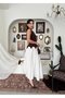 Women's Coffee Color Midi Dress Sleeveless Crew Neck Gathered Polka Dot Flared Skirt - 7