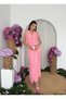 Women's Pink Midi Dress V-Neck Flounced Chiffon Sleeveless Event Dress - 4
