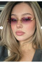 Rosalie Oval Rimless Metal Women's Sunglasses - Purple Gradient Glass