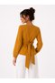 Women's Muslin Double-Breasted Blouse Kimono – Long Sleeve, Tie-Detail, Lightweight and Breathable Casual Blouse - 3