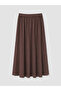 Özmarka New Season Brown Elastic Waist Flared Skirt - 7