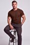 Men's Slim Fit Crew Neck Short Sleeve Cotton T-Shirt Brown - 5