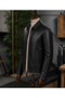 Men's Classic Genuine Black Leather Coat - 3