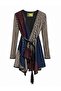 Colorful Stripe Leather over Tulle Lightweight Unlined Belted Loose Women's Genuine Leather Shirt - 4