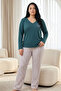 Green Patterned Embroidered Cotton Lycra Large Size Oversized Knitted Pajama Set26240913 - 2