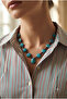 Handmade Flat Turquoise Natural Stone Special Design Necklace - 3