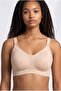 C Cup Seamless Gathering Bra Without Underwire – Removable Pads, Wide Side Support for Everyday Comfort
