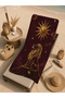 Zodiac Golden Lion Sunny Burgundy Patterned 70X150 Beach Towel - Digital Printed Fade-Resistant Bath Towel - 2