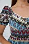 Ethnic Pattern Fabric Madonna Collar Dress - 4