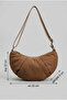 Women's Dark Tan Color Quilted Fabric Crossbody Shoulder Bag - 4