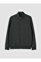 Green Stand Collar Men's Thick Zippered Sweatshirt
