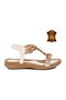 White Rubber Band Stone Embroidered Comfortable Soft Lightweight Genuine Leather Women's Sandals B312 Z