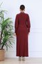 Sandy Fabric Flexible Collar and Waist Stone Detailed Plus Size Hijab Evening Dress Tbselb90 - 7