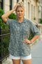 Khaki Shirt Collar 3/4 Sleeve Pocketed Sequined Embroidered Casual Cotton Woven Blouse 67 54 - 5