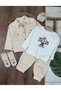 Gabardine Buttoned Socks, Teddy Bear Printed, Badi Pocket Detailed, Lycra 4-Piece Baby Boy/Child Set - 2