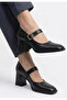 Velsy black leather high heeled shoes