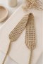 Beige Gold Glittery Knitted Headband Adjustable Bohemian Bandana Women's Hair Accessory - 2
