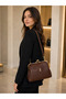 Women's Acıkahve 4-Compartment Lined Scholarship Handbag and Shoulder Bag - 7