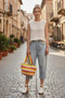 Hand Knitted Bag Women's Shoulder Bag Daily Use Straw Look - 3