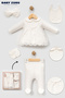 Baby Girl 5-Piece Hospital Discharge Set, Newborn Baby Set, Baby Clothing Set with Dress, Pants with Booties, Bib, Gloves, Headband - 2