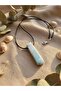 Amazonite Natural Stone Bar Cut Leather Cord Necklace