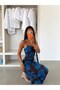 Scarf Midi Dress - Blue - 4