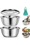 3 In 1 Drain Basket Colander Strainer Set, Kitchen Mixing Bowls Basin with Vegetable Slicer