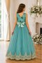 Girls' Peacock Embroidered, Lace Detailed, Lined Long Evening Dress 10-14 Age Birthday, Graduation, Special Occasion. - 2