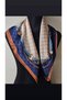 Women's 70X70 cm Navy Blue Cream Chain Patterned Satin Scarf - 2