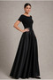 Wide Belted Noble Posture Black Satin Long Flared Skirt - 4