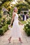 Women's Pink Halter Neck Floral Patterned Midi Event Dress - 5