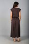 Women's Shoulder Pleated Elastic Waist Short Blouse with Belt Corset Long Skirt Pique Fabric 2-Piece Set - 4