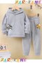 Cat-Mouse Printed Winter Children's Hooded Cotton Insulated Tracksuit Set (Bottom Tracksuit with Pockets)