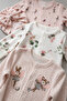 Fairy Patterned 6-Piece Baby Girl Footed Jumpsuit and Bow Hat Set 100% Cotton 0-3 Months - 3